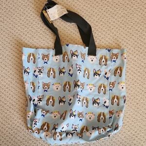 Cute Dog Print Tote Bag with Black Handles
